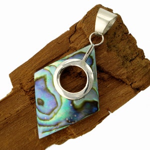 Paua pendant with real silver bezel - Paua shell pendant with sterling silver setting
