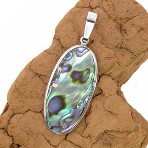 Paua Anhänger mit echt Silber Einfassung - Paua shell pendant with sterling silver setting