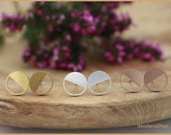 Stud earrings half circle half moon - choice of colors