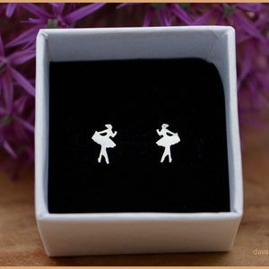 Stud earrings ballerina ballet dancer silver