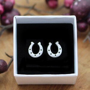 Stud earrings horseshoe luck choice of colors Silver