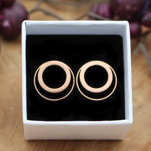 Stud earrings large delicate circles choice of colors Rose gold