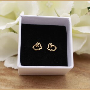 Bunny rabbit stud earrings small color picker image 4