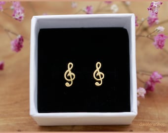 Earrings Music Note clef gold