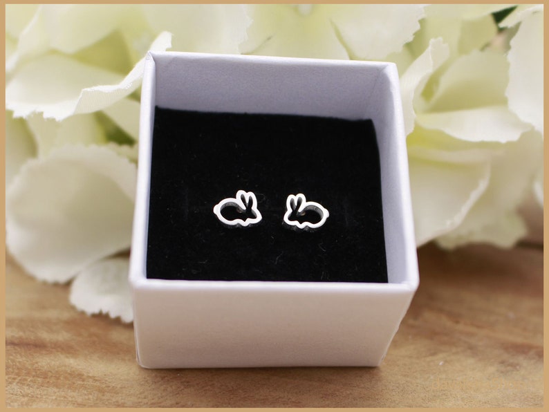 Bunny rabbit stud earrings small color picker image 6