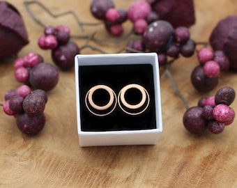 Stud earrings large circles rose gold