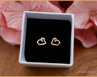 Bunny rabbit stud earrings small rosegold