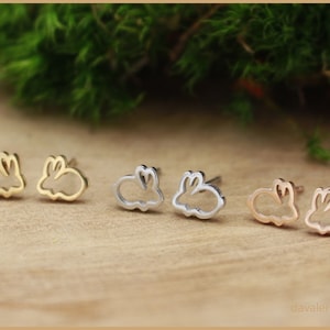 Stainless steel rabbit stud earrings, small – color selection – cute animal jewelry for women