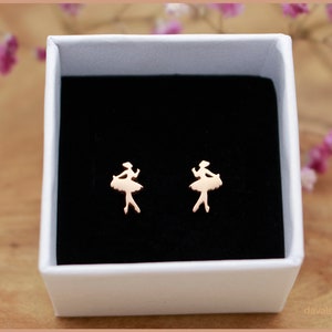 Stud earrings ballerina ballet dancer rose rose gold