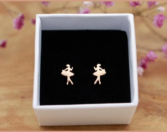 Stud earrings ballerina ballet dancer rose rose gold