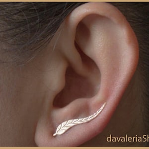 Leaf oblong studs stud earrings silver