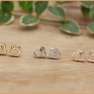 Bunny rabbit stud earrings small color picker image 2
