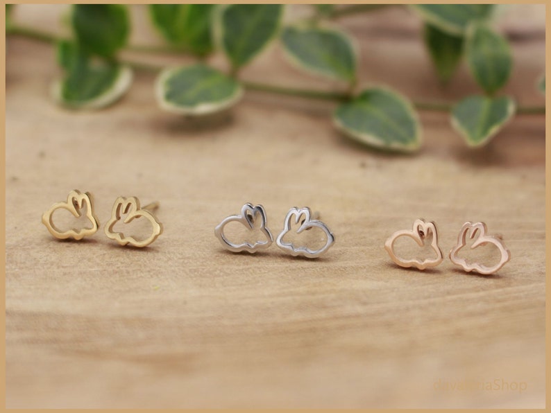 Bunny rabbit stud earrings small color picker image 2