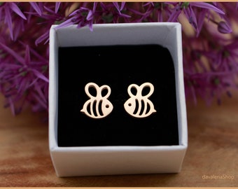 Earrings Honey Bee rose rose gold