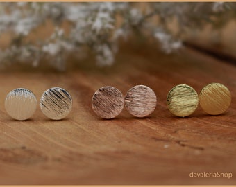 Brushed circle stud earrings - choice of colors