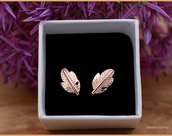 Earrings Feather rose rose gold