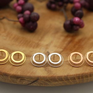 Stud earrings large delicate circles choice of colors image 1