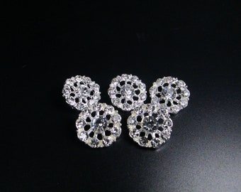 Ø 19mm Knopf Knöpfe Öse Strass Kristall silber Rad Blume rund Spar Set