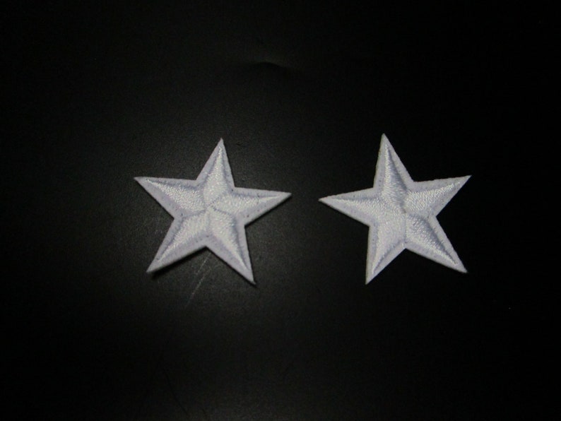2er Set Aufnäher Aufbügler Patch Bügelbild Applikation Stern Sterne weiß