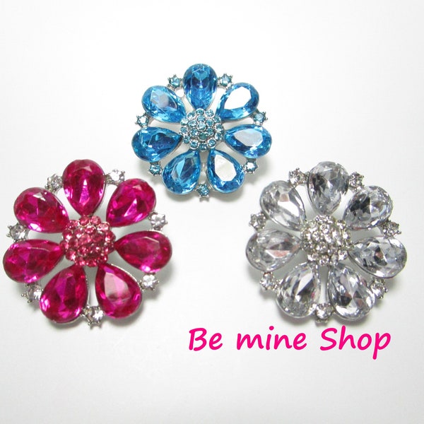 Blume Flower 18mm Druckknopf Wechselknopf Chunk Click Button türkis pink klar