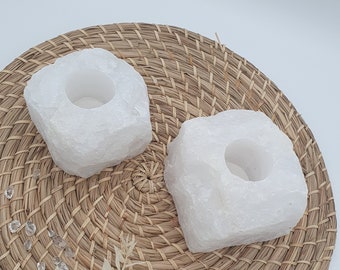 Rock crystal raw stone large tealight holder