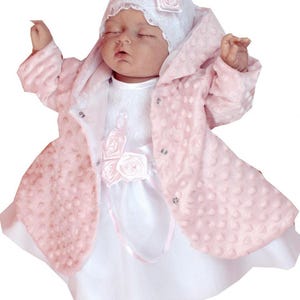 minky, baptism set, christening set for girl, dress for girl, lace dress, christening dress, baptism , baptism dress,mantel