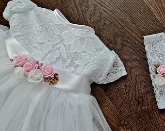 2 pcs set,Christening set, dress for girl, lace dress, christening set,christening set for girl, baptism , baptism dress, christening dress,