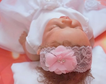 Headband headband for girls lace roses, roses, haarband, stirnband for taufe, hochzeit