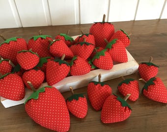 Decorative strawberries, fabric strawberries