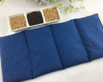 Épeautre, blé, colza, coussin à 4 chambres, 42 x 18 cm, bleu, coussin chauffant, coussin rafraîchissant, coussin de dos, coussin cervical