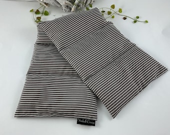62x18cm,6-Kammer-Kissen,Wärmekissen,Rückenkissen,Nackenkissen,grau/weiß/Streifen