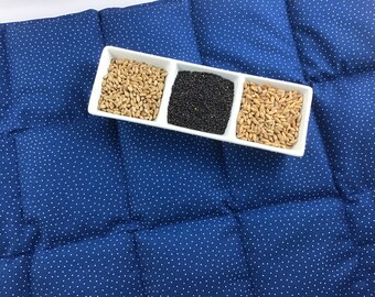 Épeautre, blé, colza, coussin à grains de chambre XXL-18, 62 x 35 cm, bleu, coussin chauffant, coussin rafraîchissant, coussin de dossier