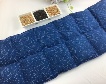 Épeautre, blé, colza, coussin à grains de chambre XL-12, 62 x 24 cm, bleu, coussin chauffant, coussin rafraîchissant, coussin de dossier