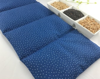 Épeautre, blé, colza, coussins à grains 6 K, bleu, pois, 62 x 18 cm, coussin chauffant, coussin rafraîchissant, coussin de dos, coussin de nuque,