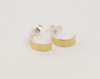 Boucles d'oreilles clous argent 925, or 900, largeur 5 mm