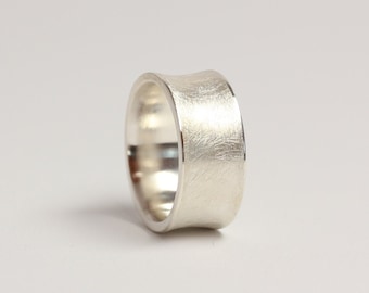 Wide ring, 925 silver, concave