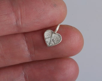Herz 925 Silber, klein, minimalistisch, Blattstruktur