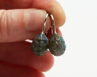 Boucles d'oreilles avec gouttes de labradorite pendants en argent 925