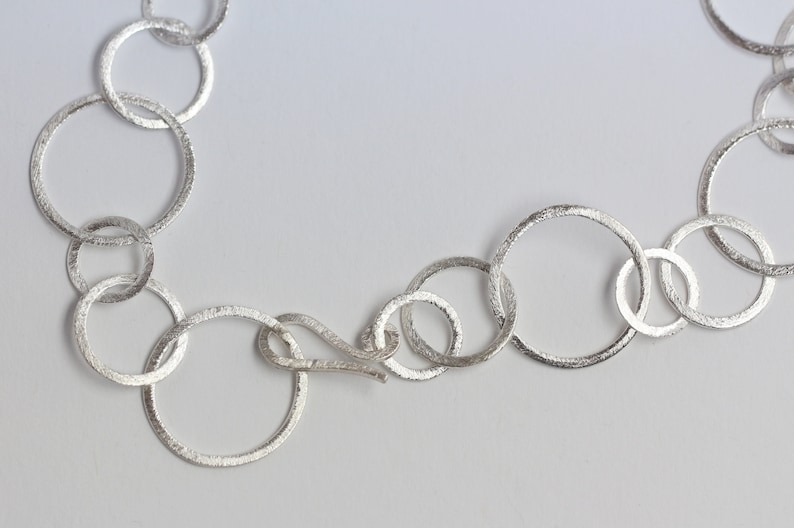 Link chain, 925 silver, large circles, ice matt image 4