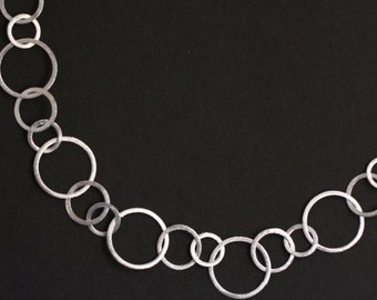Link chain, 925 silver, large circles, ice matt