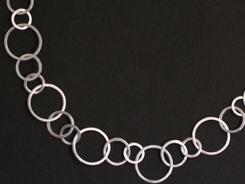 Link chain, 925 silver, large circles, ice matt image 1