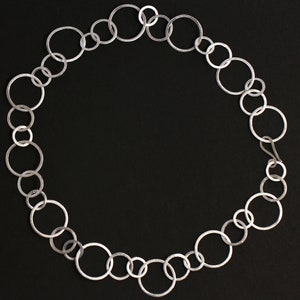 Link chain, 925 silver, large circles, ice matt image 3