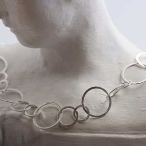 Link chain, 925 silver, large circles, ice matt image 2