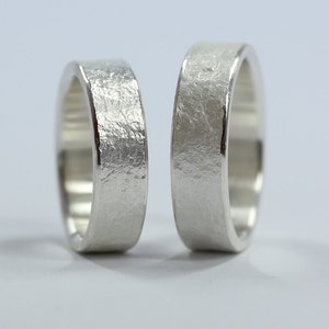 Wedding rings, 925 silver with structure, wedding rings, 6 mm