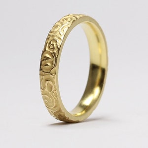 Narrow ring, 750 solid gold, with structure, 3 mm, 4 mm, engagement ring