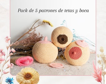 Crochet breast pattern, amigurumi breast pattern, anatomical mouth pattern, pack of crochet anatomical model patterns, crochet chest pattern