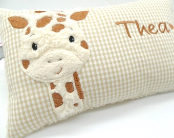 Personalisiertes Babykissen Kuschelkissen Giraffe Wunschnamen Taufkissen Geburtskissen - Schmusekissen Kissen mit Namen