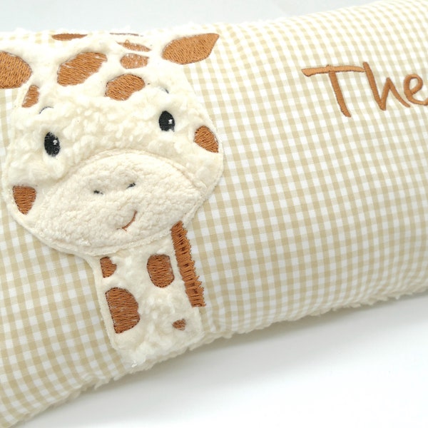 Personalisiertes Babykissen Kuschelkissen Giraffe Wunschnamen Taufkissen Geburtskissen - Schmusekissen Kissen mit Namen