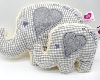 Elefant  Kuscheltier mit personalisiertem Wunschnamen Kuschelelefant personalisiertes Plüschtier freie Namenswahl Kuschelfant Elefanten