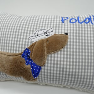 Almohada de peluche Perro salchicha Teckel Perro salchicha con el nombre deseado bordado Almohada de bautismo Perro salchicha pequeño para abrazar Almohada con nombre de perro de caza imagen 10